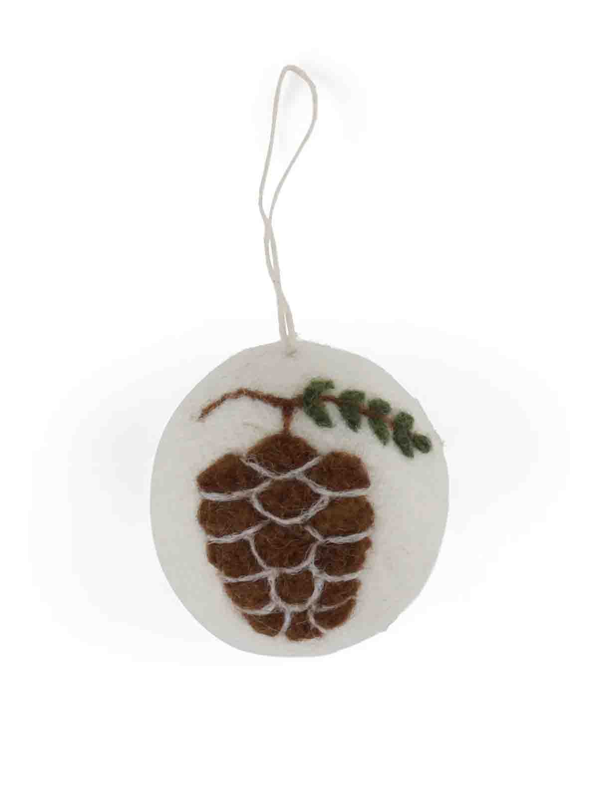 kry & amp; Siff felt ornament ball with spruce cone