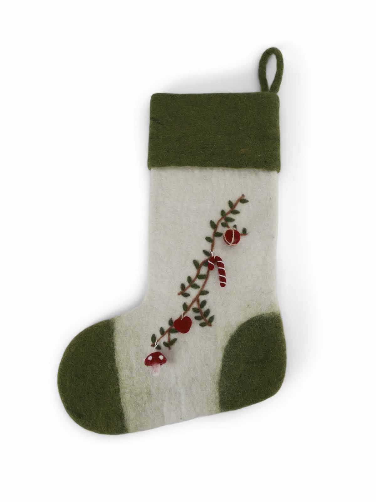Christmas decorations in felt from kry & sif white Christmas sock