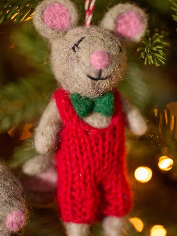 Christmas mouse with red top alligator green butterfry