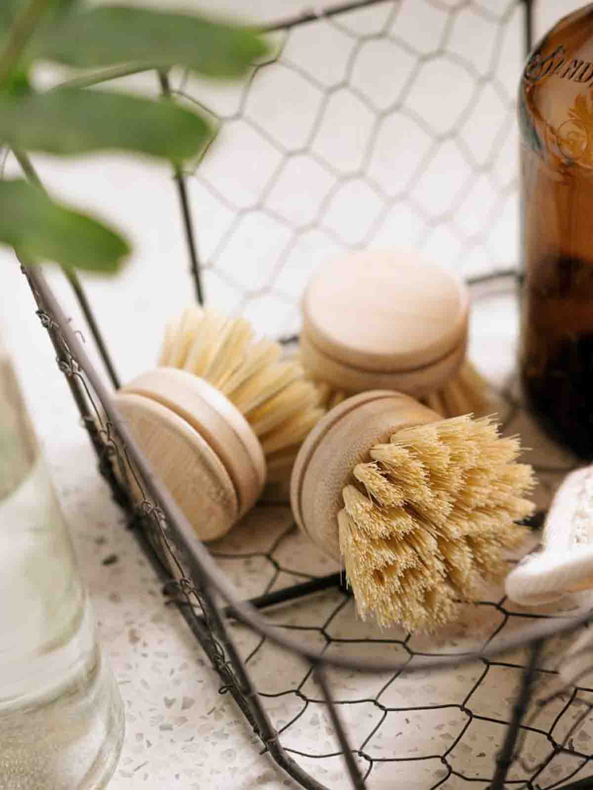 Dishwasher brush head made of bamboo - soft brush