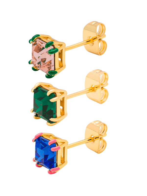 LULU1752 - Gala Crystal Bling earring 1 pcs - Vintage Rose-Green lullu copenhagen