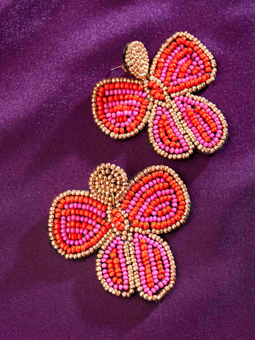Earrings loops in red and pink