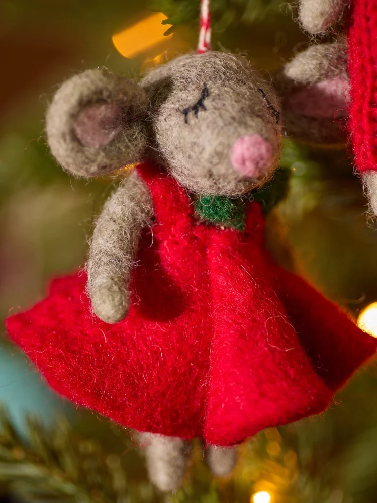 Christmas mouse with red top alligator green butterfry