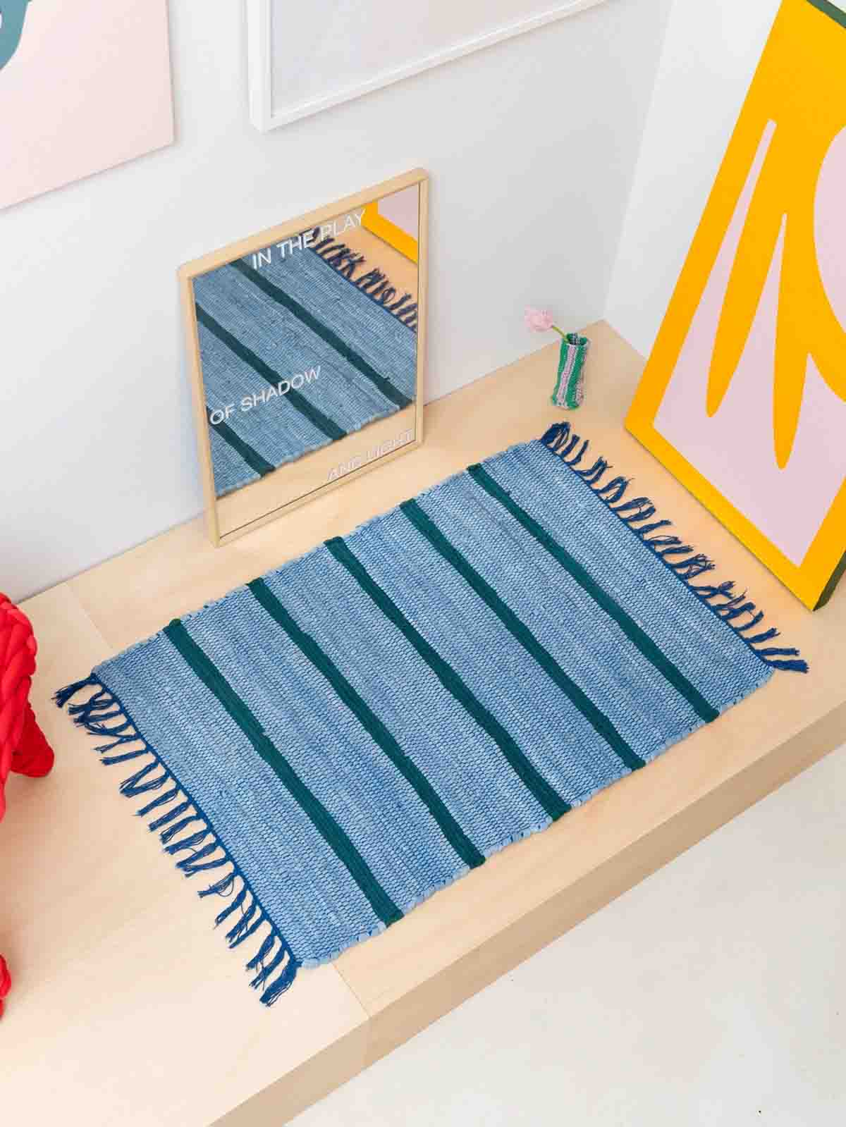 carpet striped blue