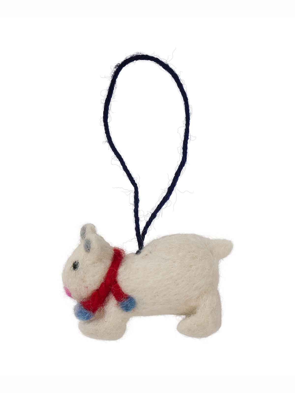 591086 Polar bear felted ornament