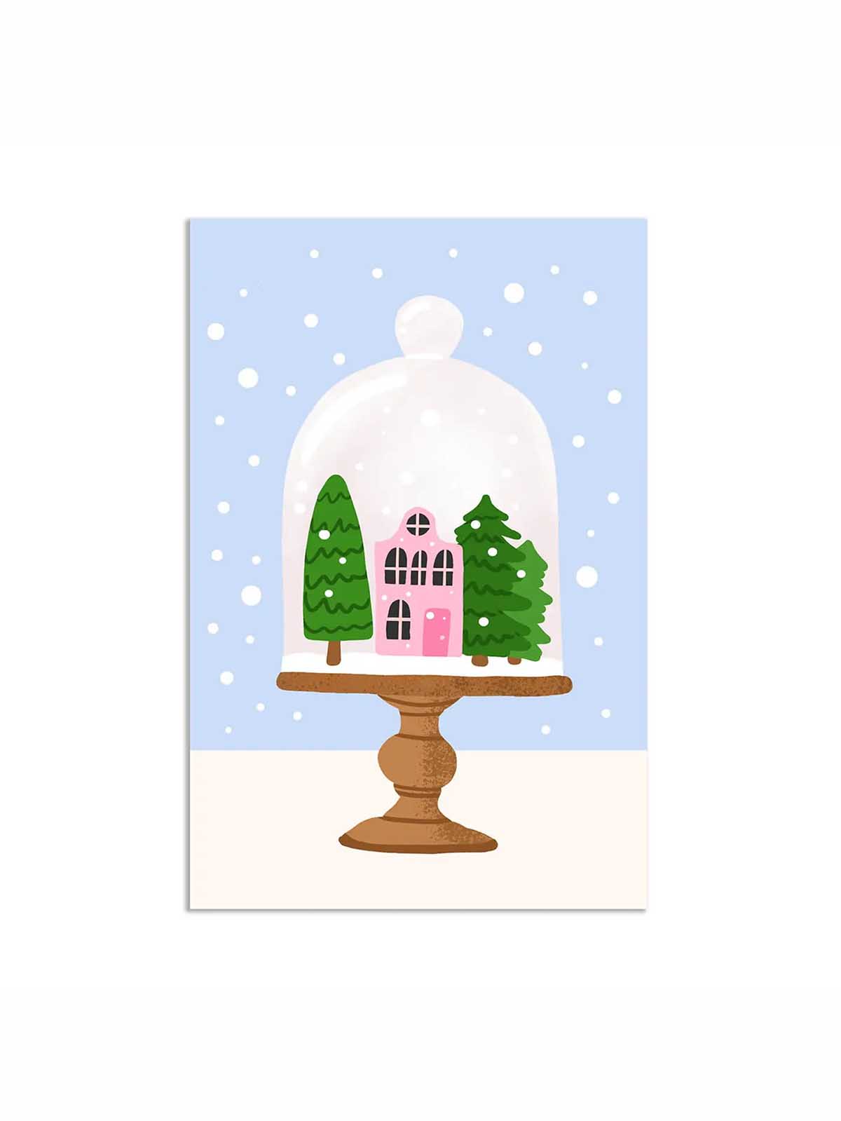 To and from cards - Christmas landscape in glass bell