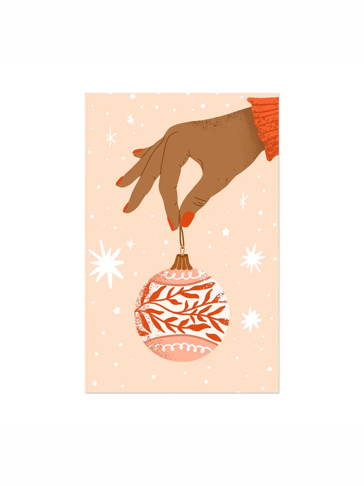 To and from cards - Hand with Christmas ball