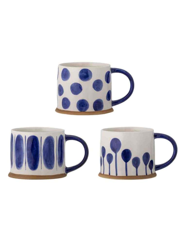 Linora Mug (3 pieces) - Blue and Off-white