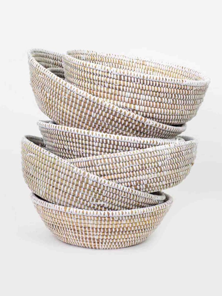 Round bread basket in natural and white - Large
