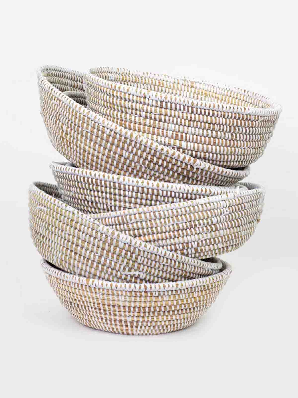 Round bread basket in natural and white - Large