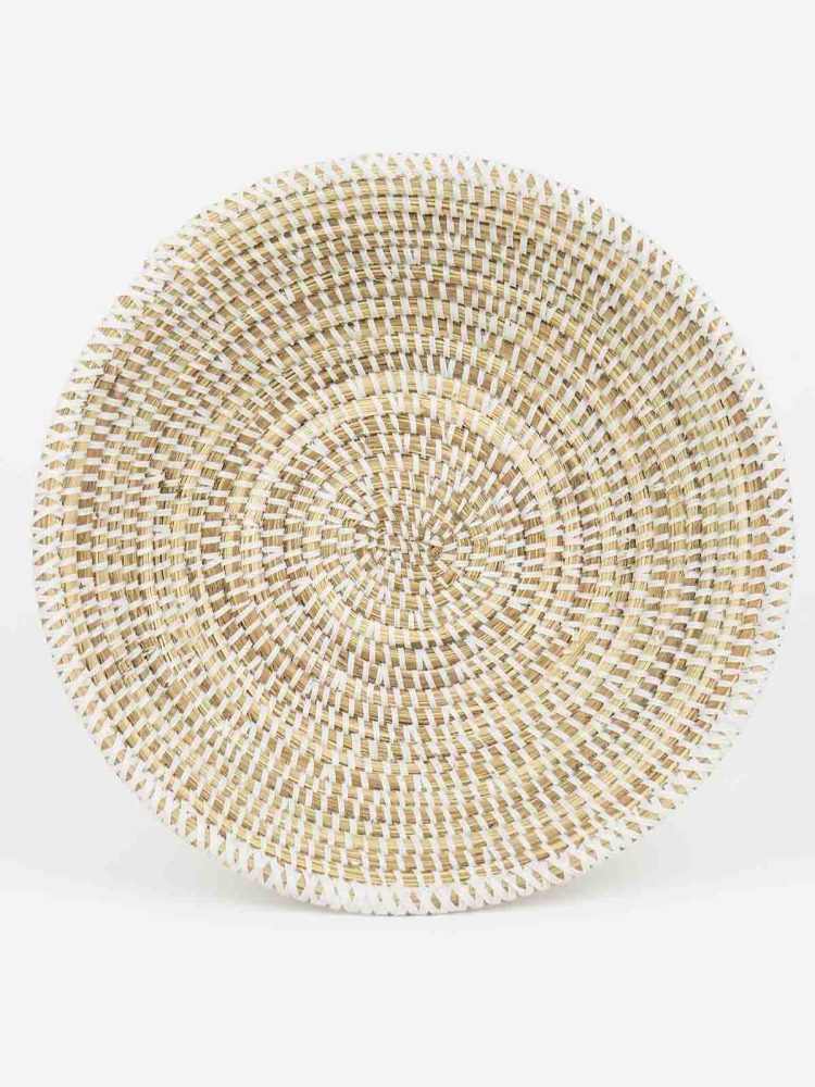 Round bread basket in natural and white - Large - Picture 3