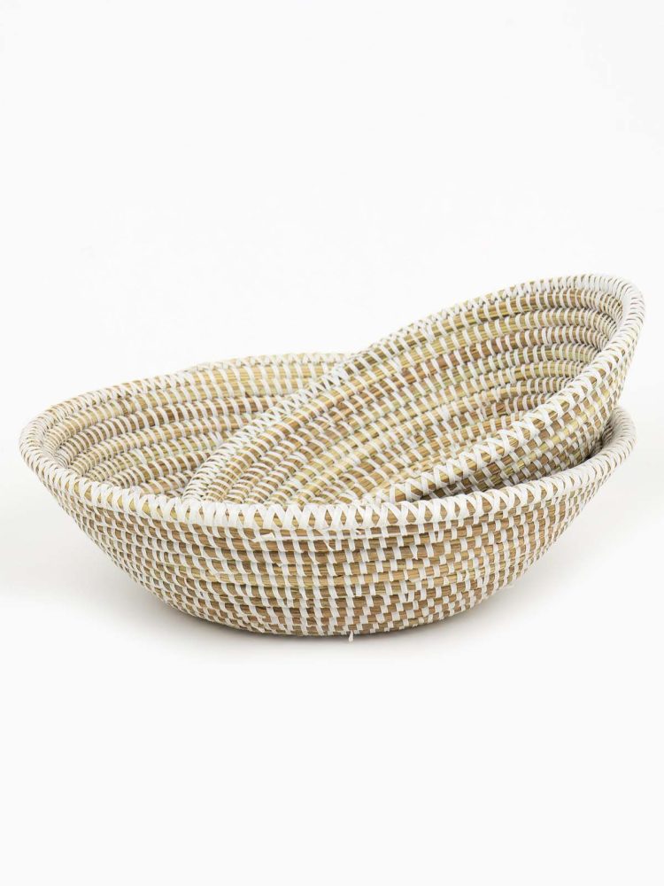 Round bread basket in natural and white - Large - Picture 2