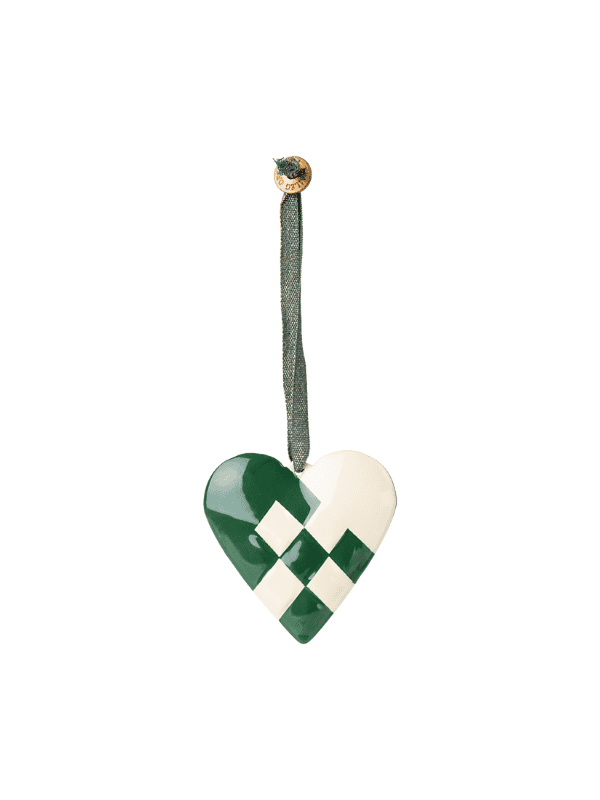 Alternative view of Metal ornament - Large braided heart in green