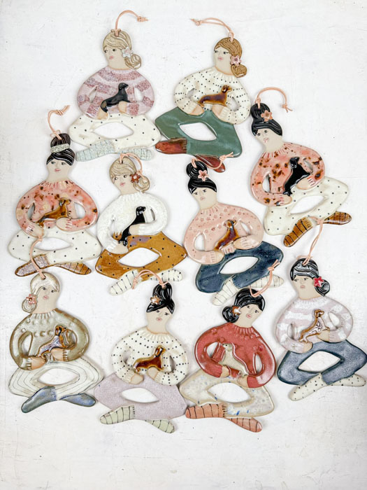 mia lindbirk dog ladies - ceramic hangings