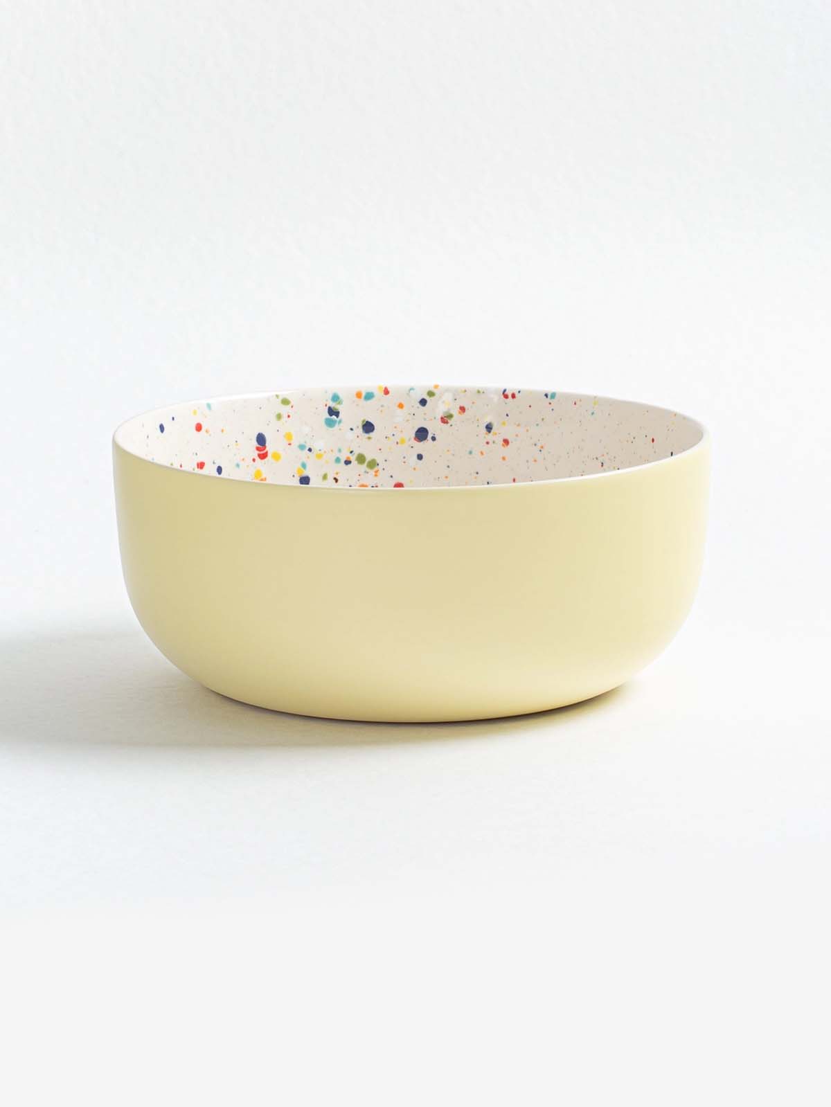 egg back home large salad bowl in stoneware in yellow