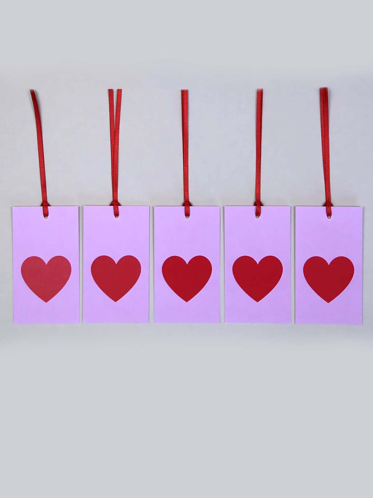 To and from cards (5 pieces) - Red heart
