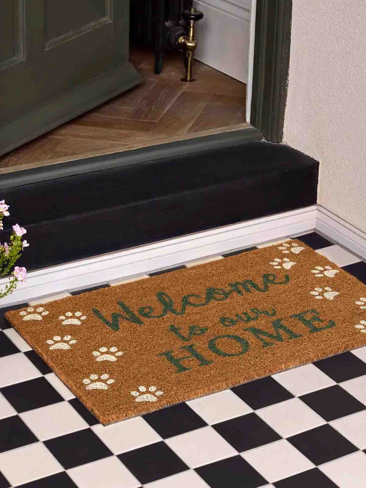 remix by sofie coconut doormat welcome to my home with dog paws