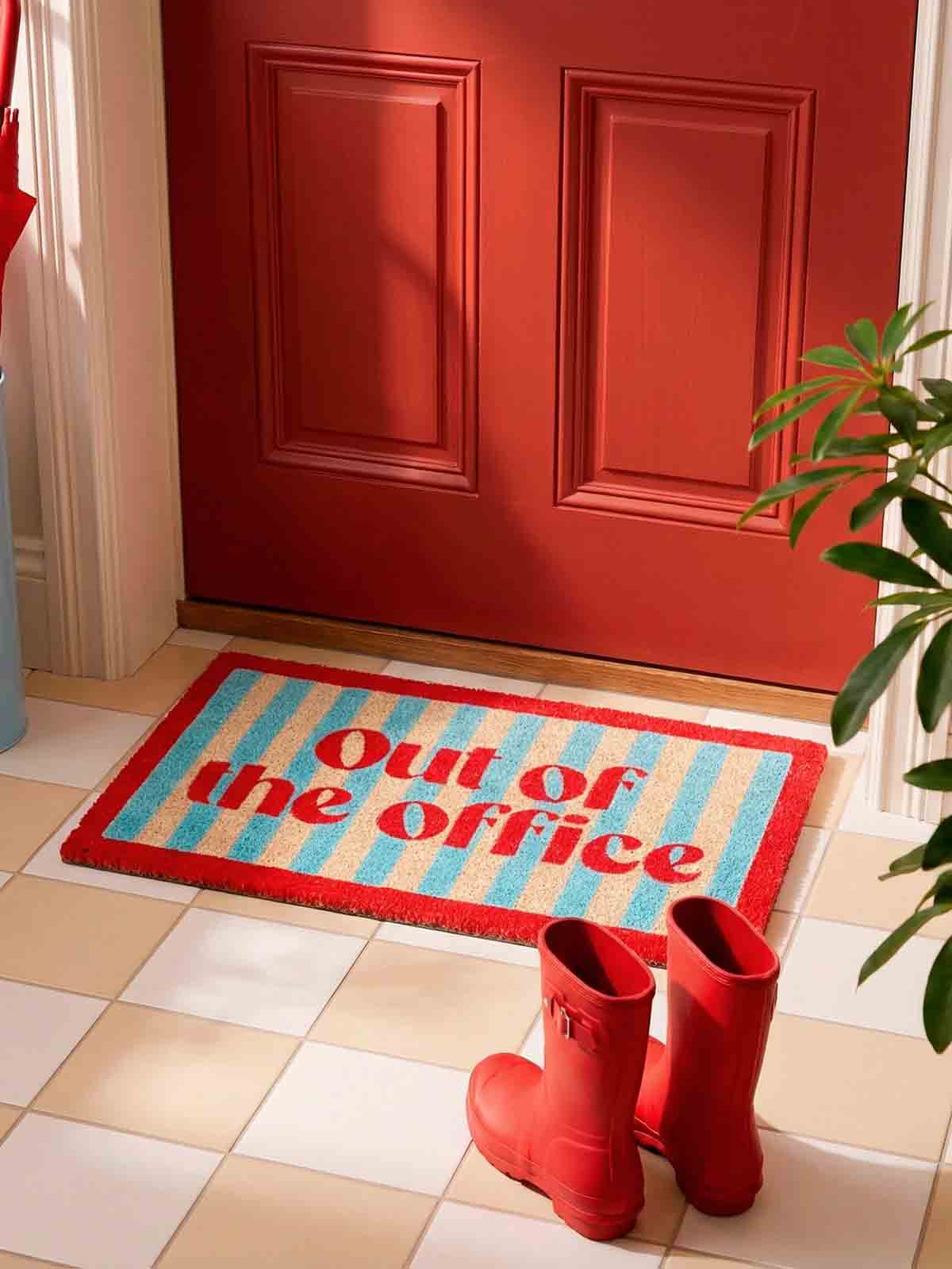 doormat coconut out of the office with stripes