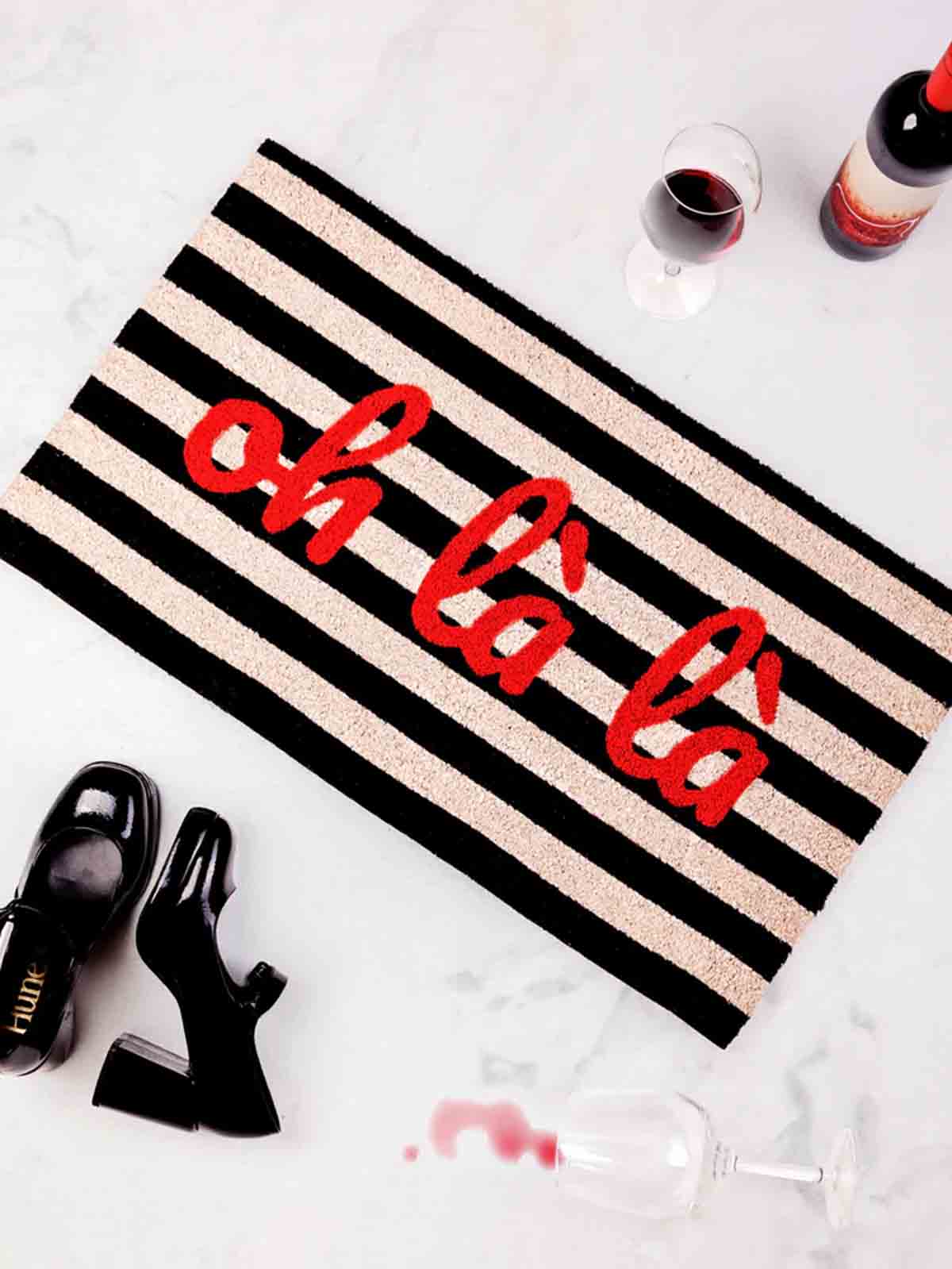 doormat coconut oh la la with stripes