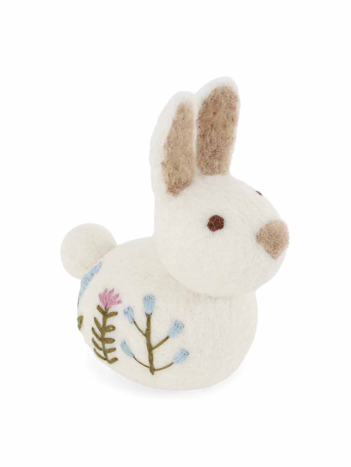 grit and some wool ornaments for Easter - white rabbit