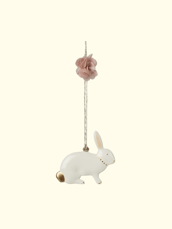 Metal ornaments from Maileg rabbit standing and sitting with pon pon