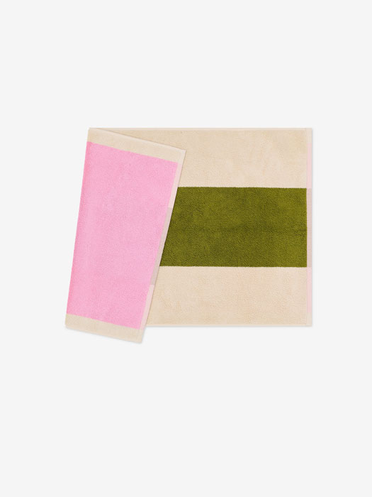 Alternative view of bath mat 50 x 80 cm - Pink & Olive