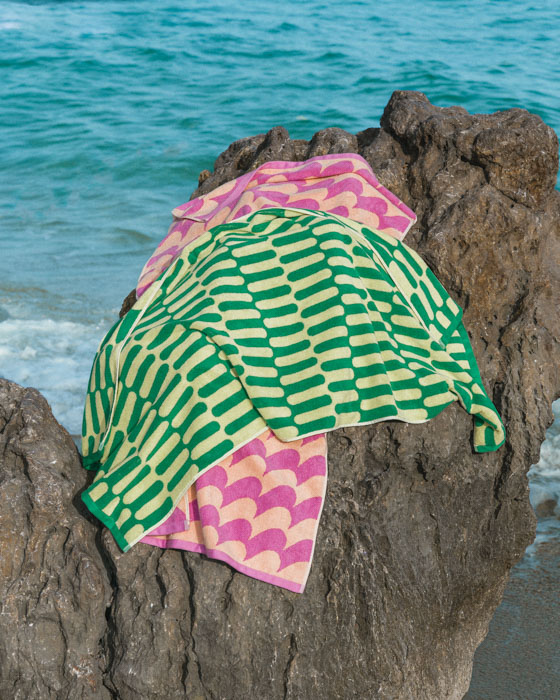Spanish tarta gelantina towels, colourful and patterned towels from remix by Sofia.