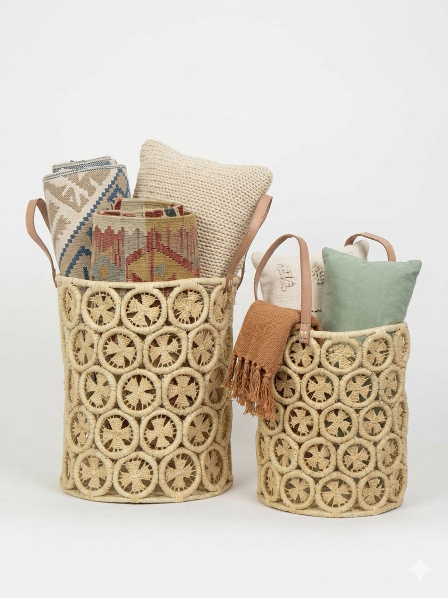 a world of craft or afroart with a basket with a handle