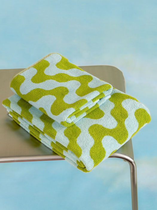 Spanish tarta gelantina towels, colourful and patterned towels from remix by Sofia.