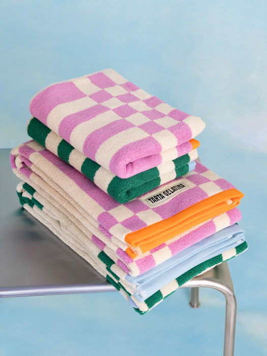 Spanish tarta gelantina towels, colourful and patterned towels from remix by Sofia.
