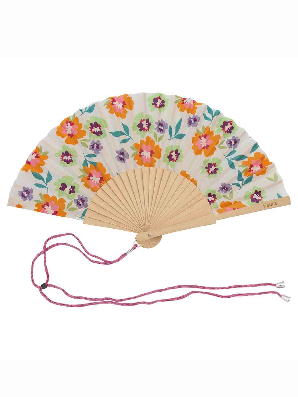 fan with flowers on