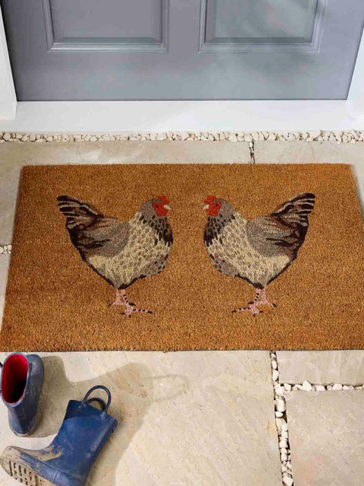 doormat with chickens