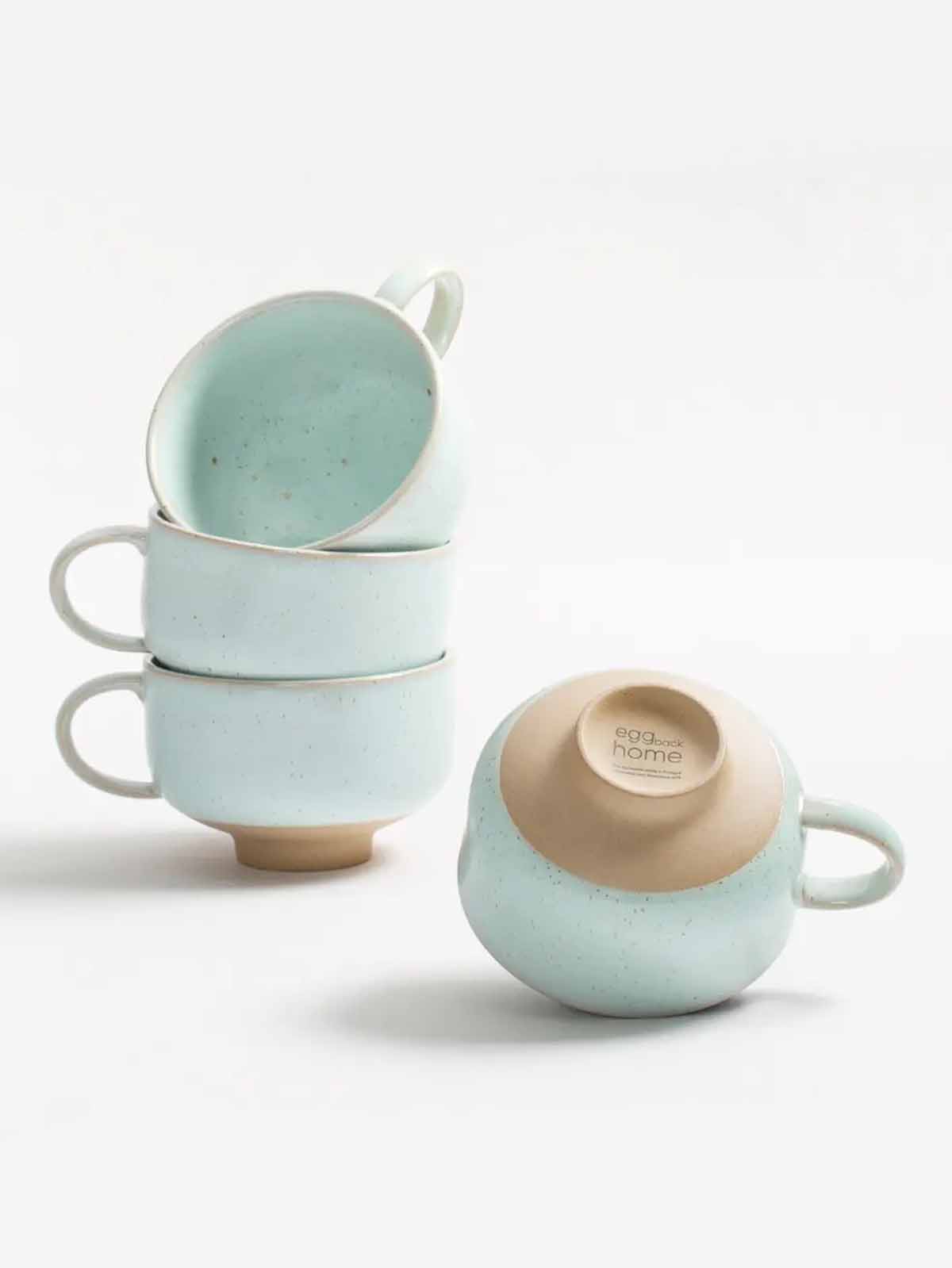 egg back home cup with handle in mint green