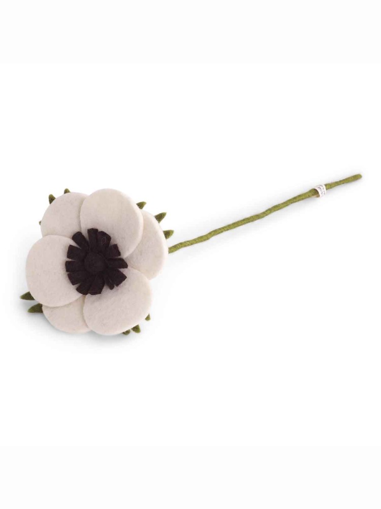 Felt French anemone (32 cm) - Off-white