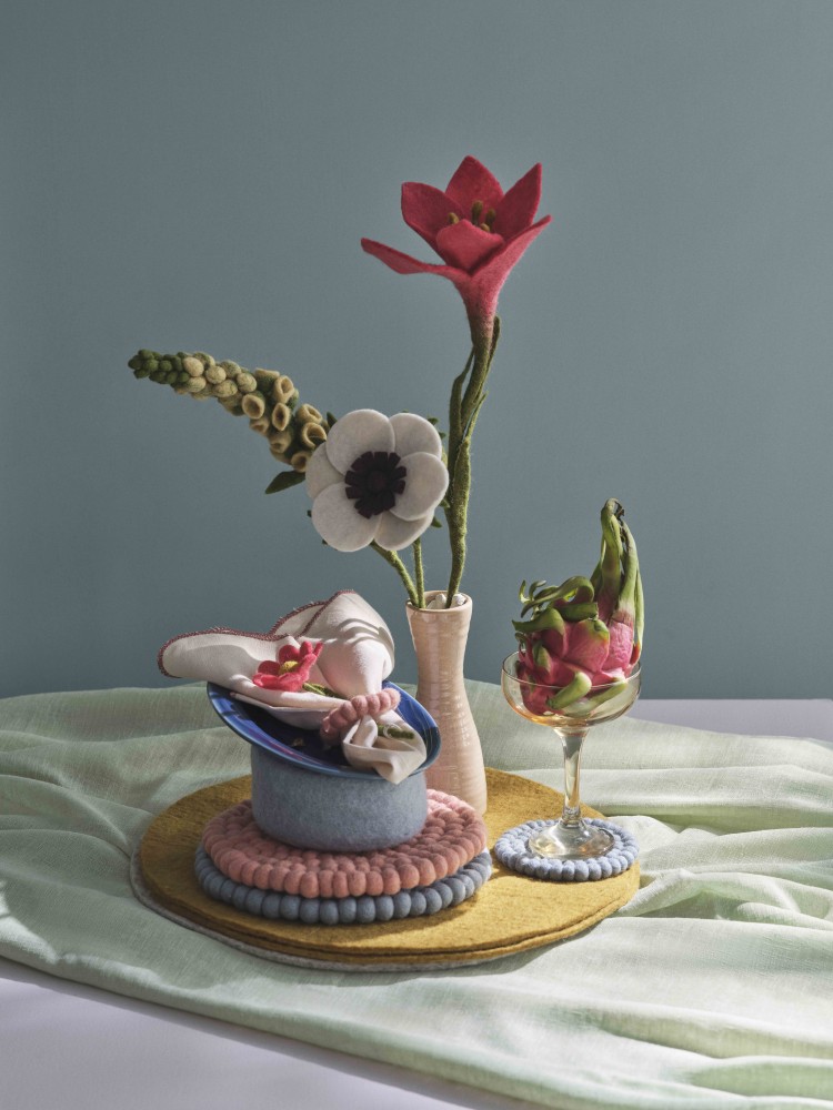 Felt French anemone (30 cm) - Dusty pink - Picture 3
