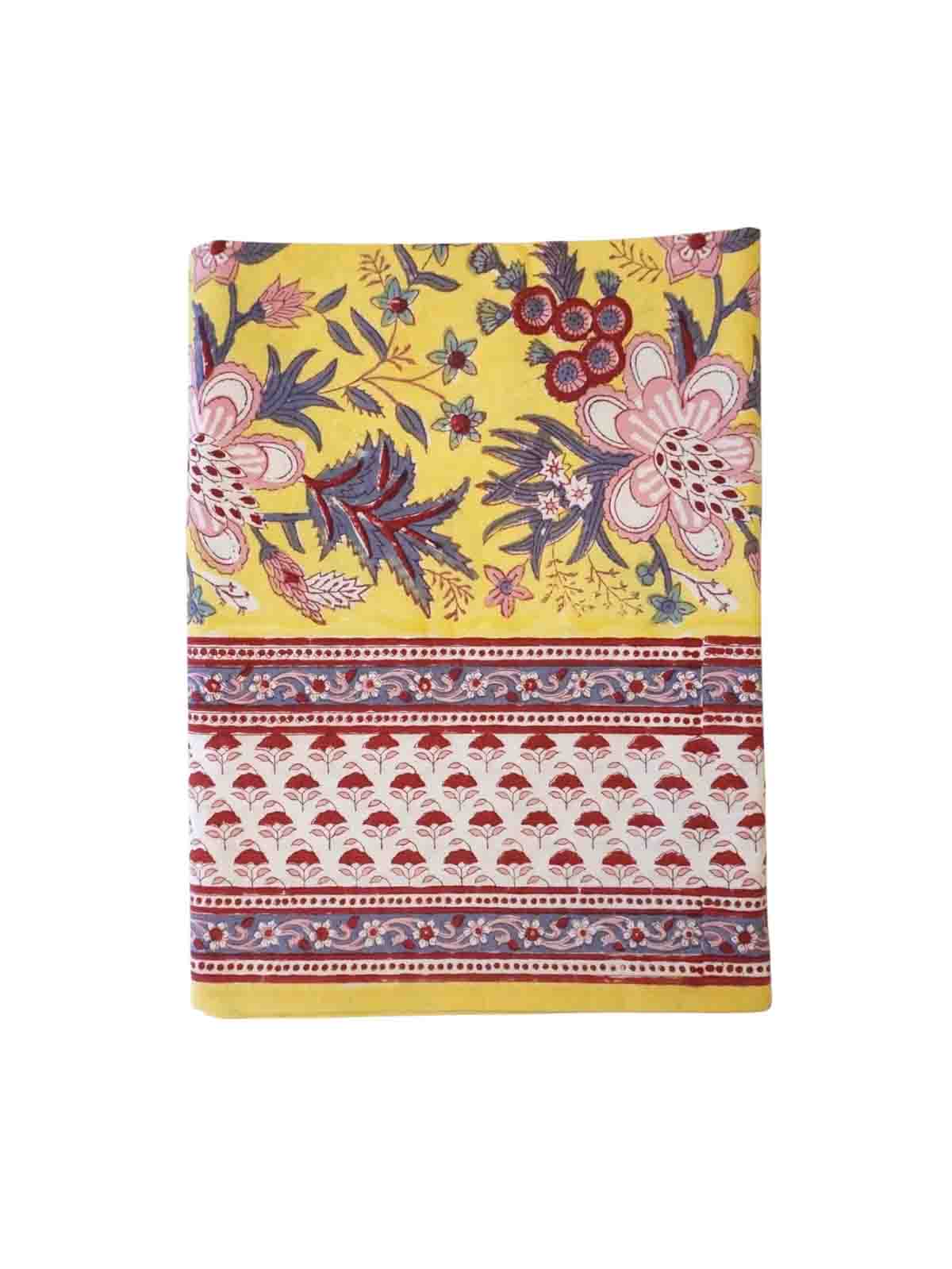 Tablecloth (140 x 230 cm) with block print - Soleil