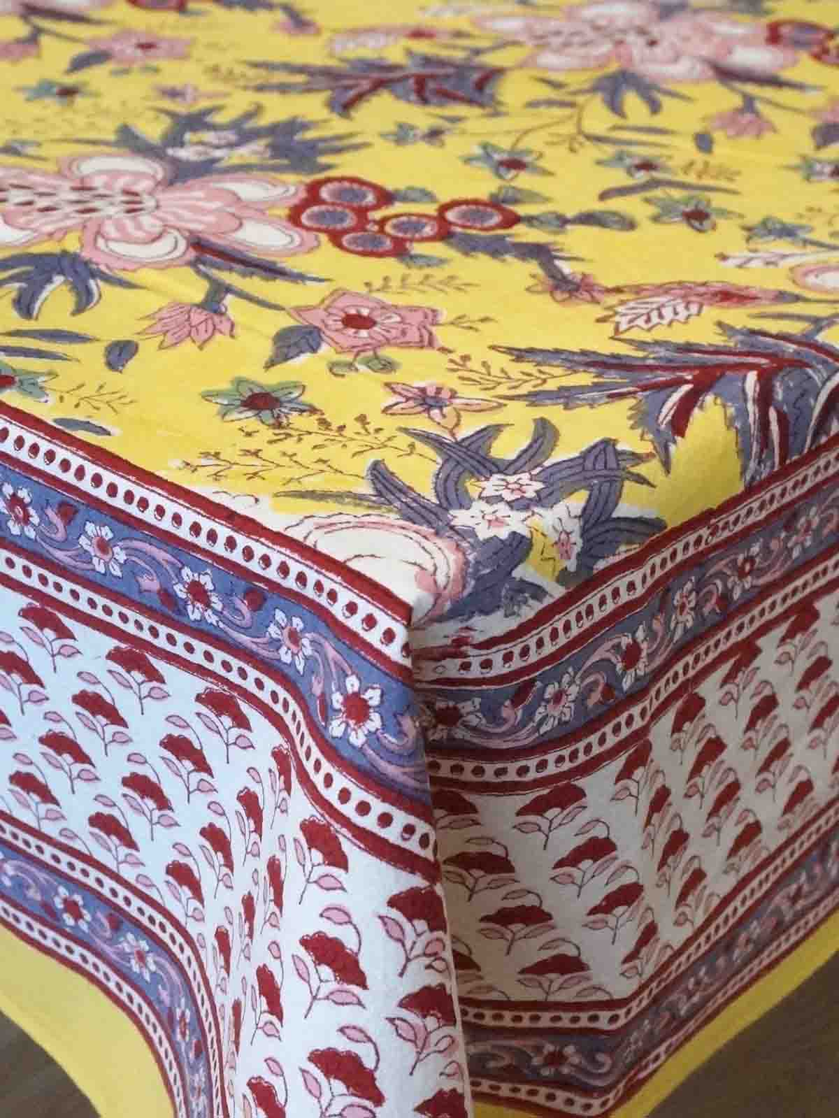 Alternative view of tablecloth (140 x 230 cm) with block print - Soleil