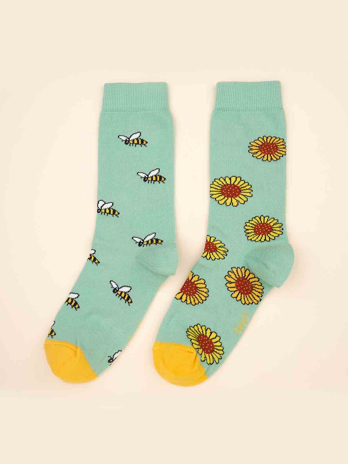 Socks - Sunflowers and bees