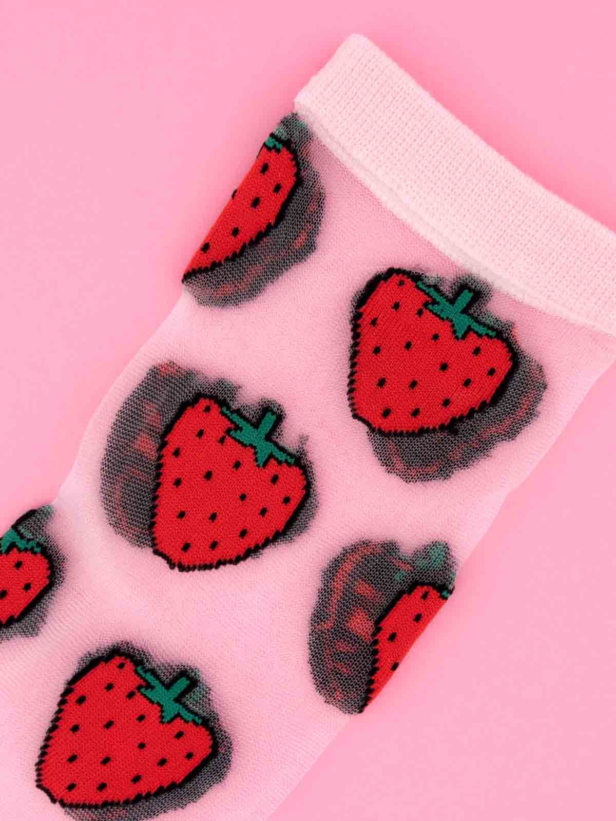 Alternative view of Stockings - Transparent with strawberries