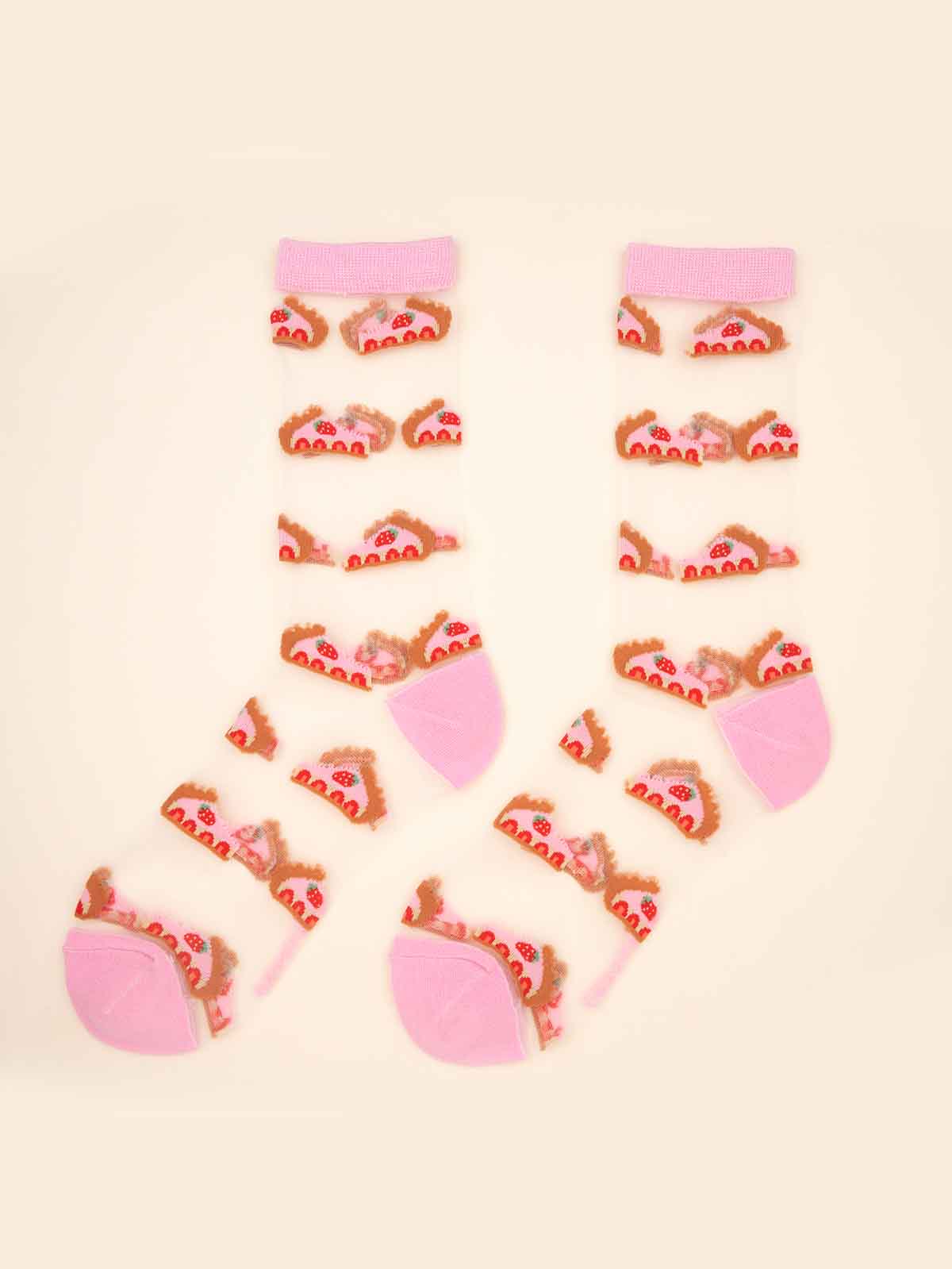 Alternative view of Stockings - Transparent with strawberry cake