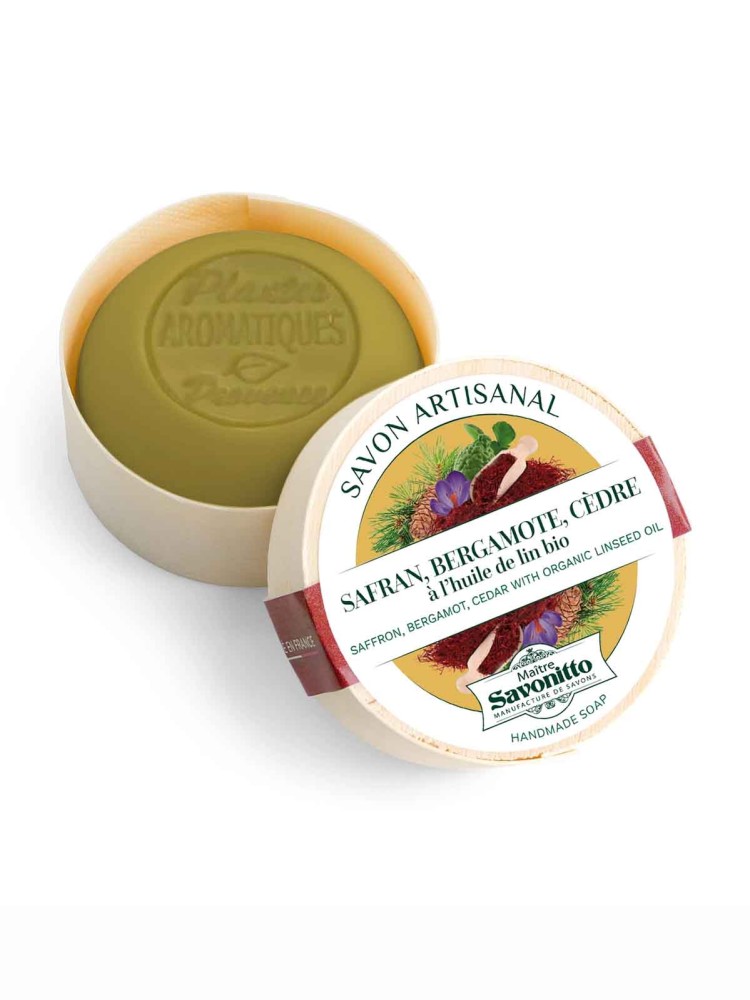Soap in wooden box - Safran, Bergamot & Ceder