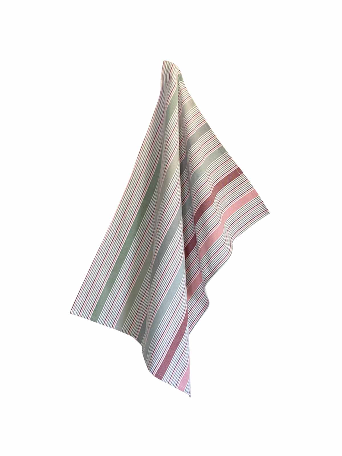 Alternative view of Tea towel in cotton with stripes - Multi dusty (Pastels)