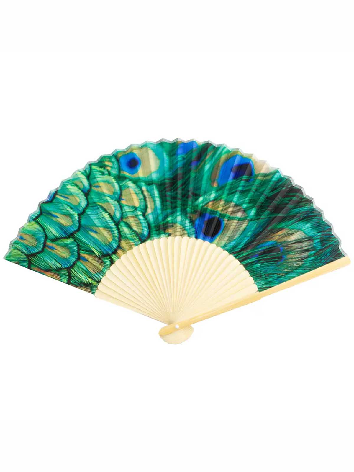 Bamboo fan – Peacock feather