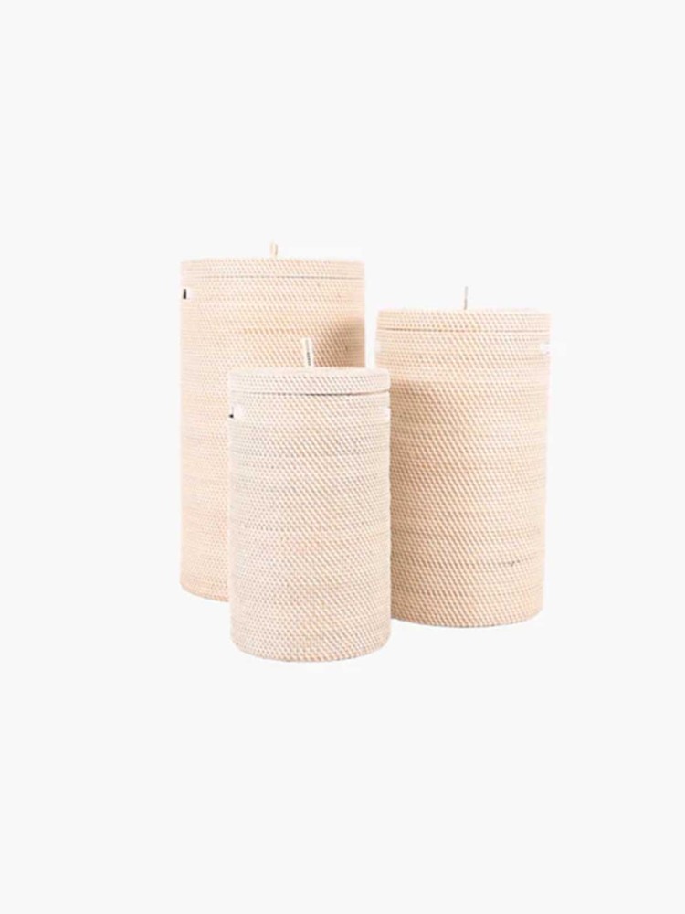 Baskets with lid (3 sizes) - White - Image 2