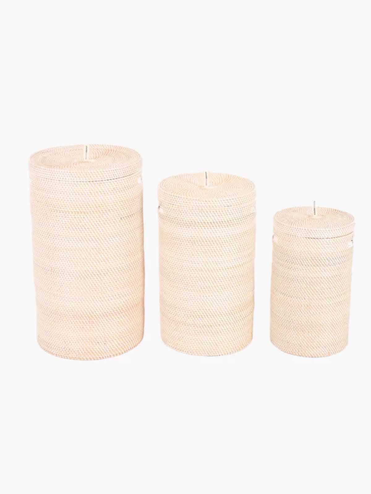 Baskets with lid (3 sizes) - White
