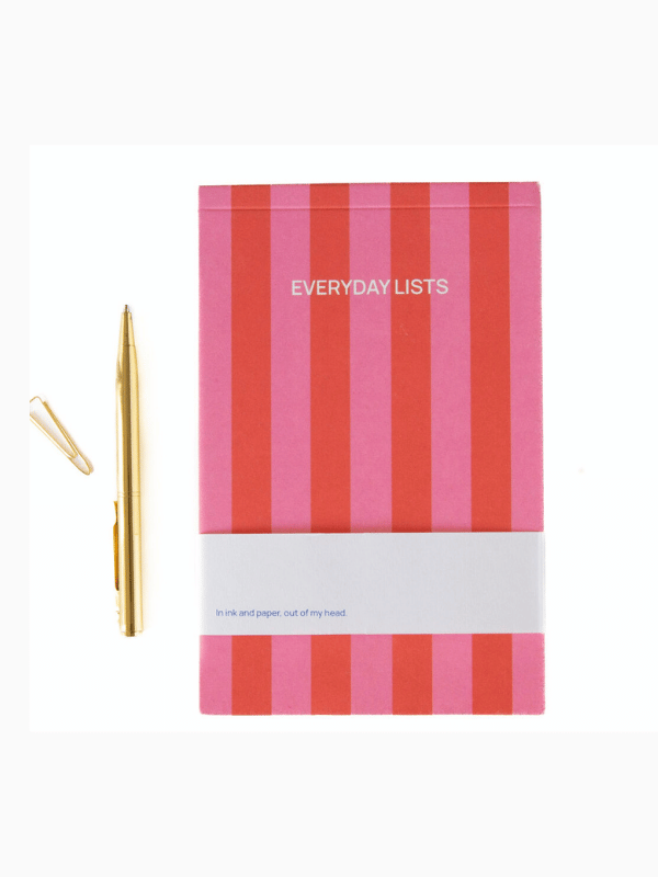 Everyday list (Notes block) - Striped in red and pink