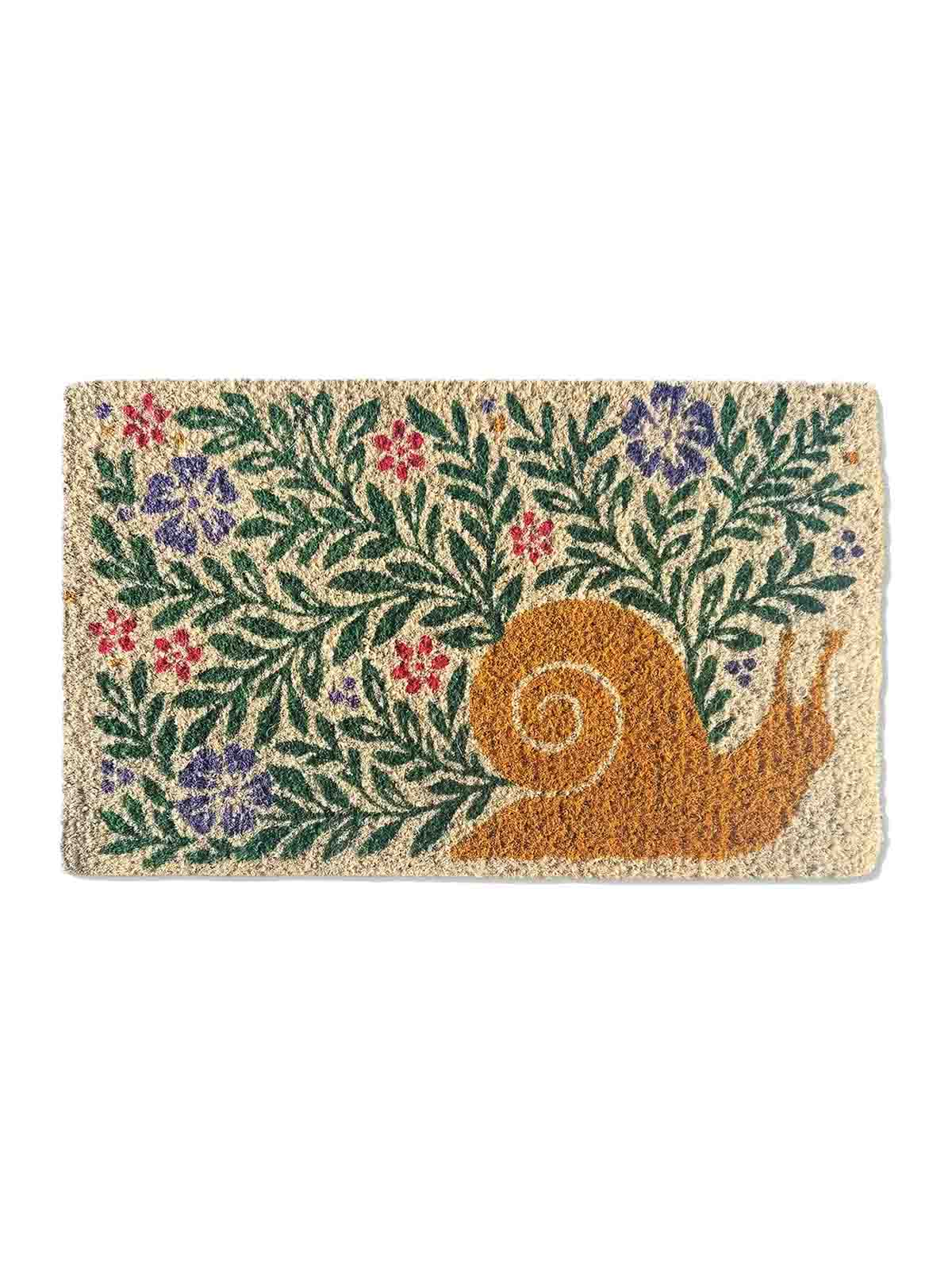 Doormat 45x75 cm - Snail and flowers