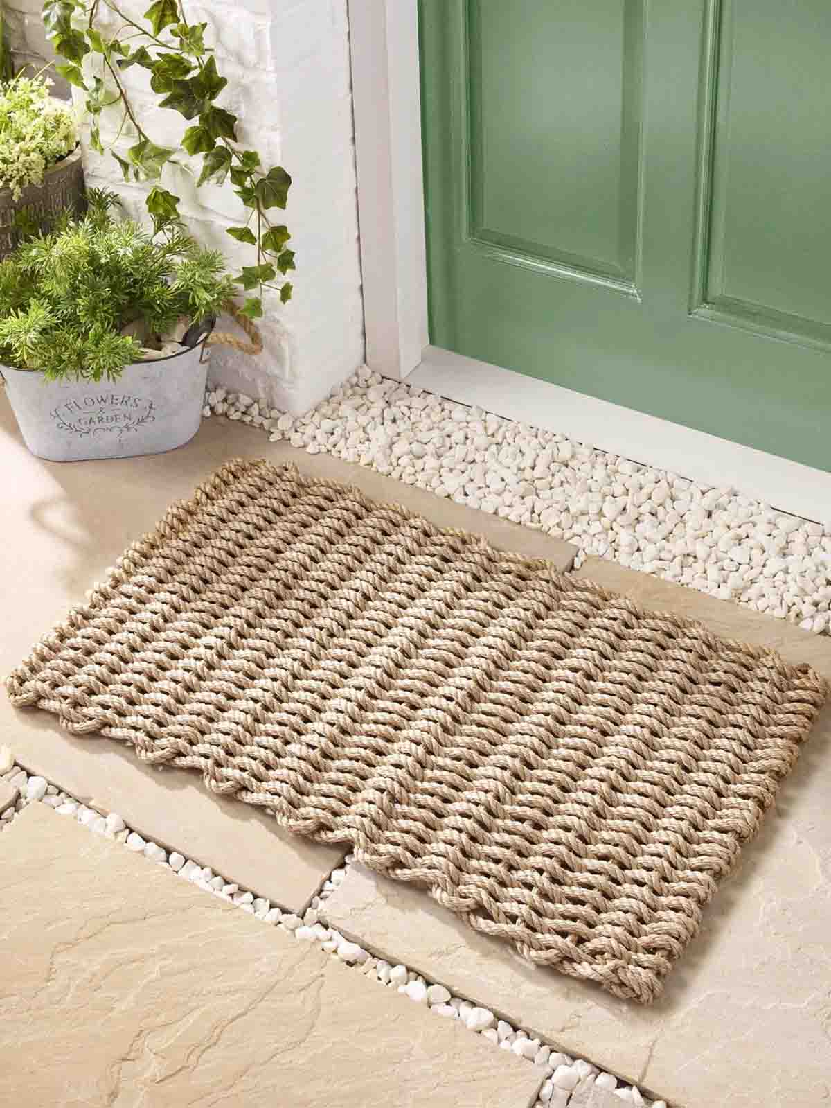 Outdoor doormat 45x75 cm - Light sand in knotted rope