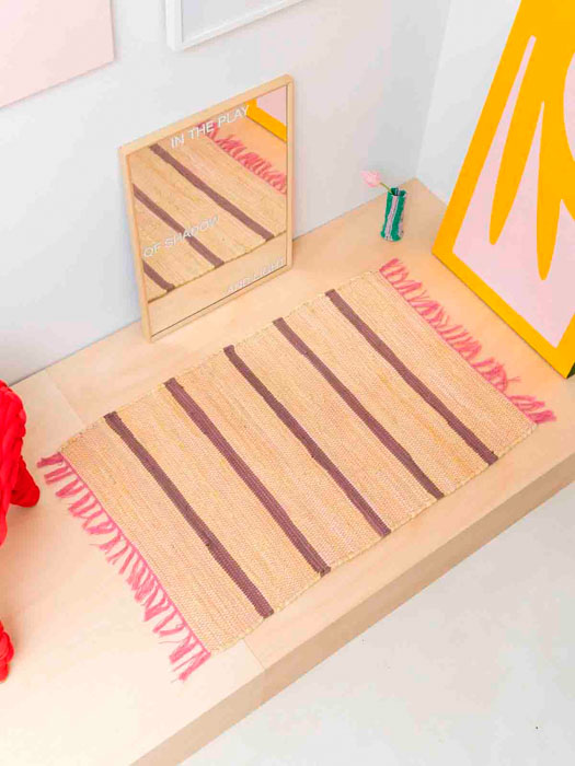 Cotton cloth blanket 60 x 90 cm - Light yellow and dusty purple