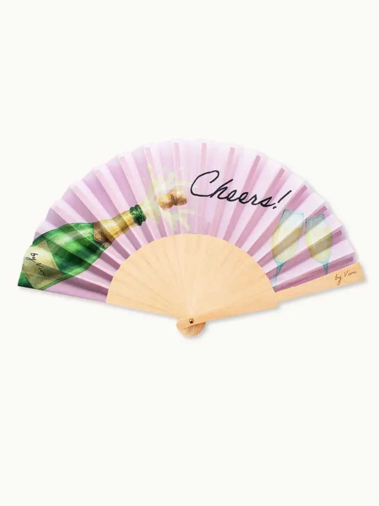 Wood and vegan silk fans – "Cheers"